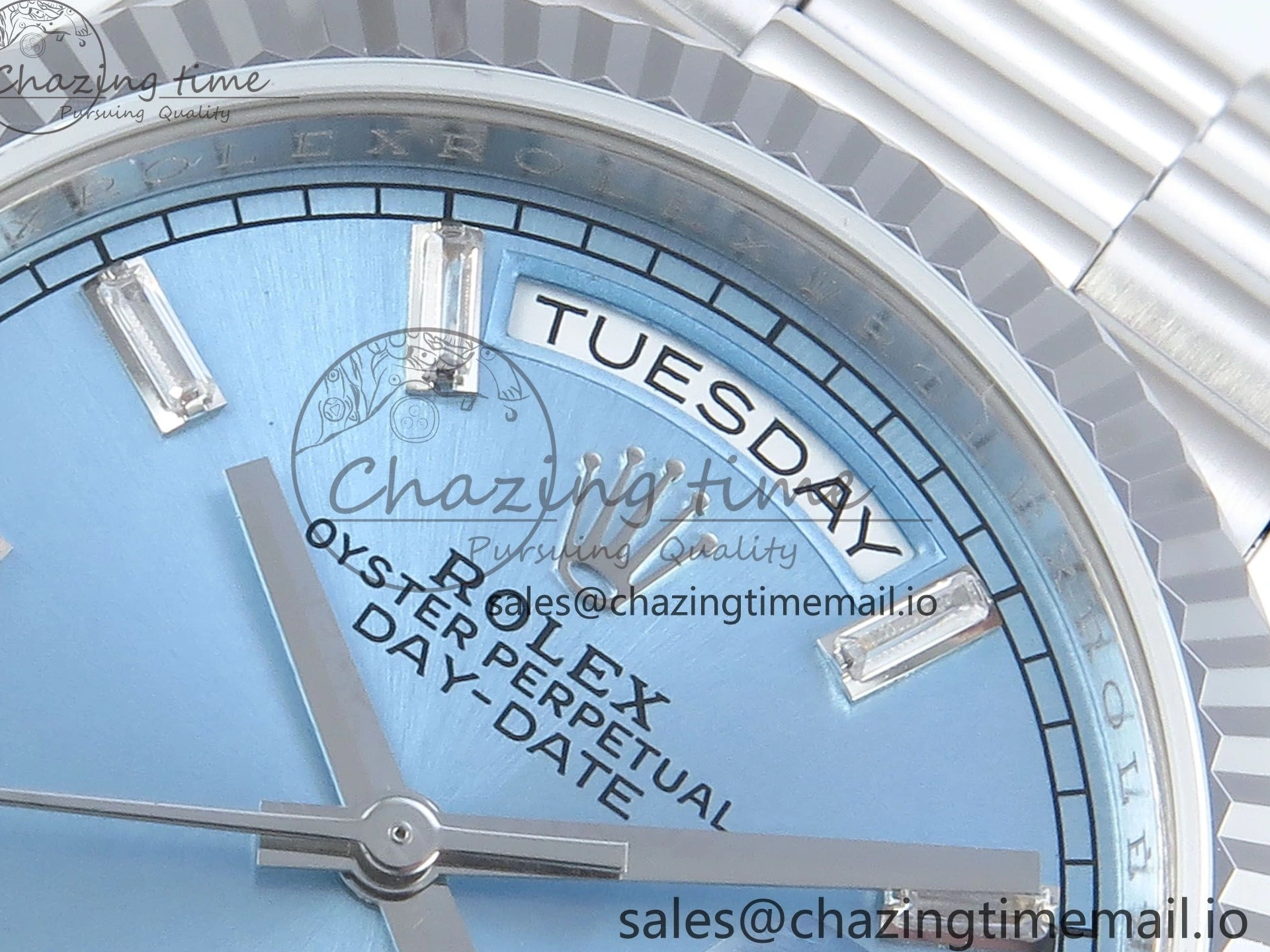 MiroTime 0214 Day Date 36 YG 128236 KF 1:1 Best Edition Ice Blue Crystal Dial on President Bracelet A2836 (Gain Weight) Modern 500